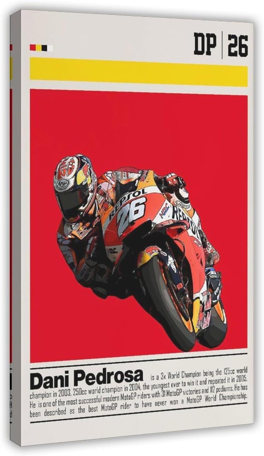 AYINUER Dani Pedrosa Canvas Poster Wall Art Decor Print Picture Paintings for Living Room Bedroom Decoration 24x36inch(60x90cm)