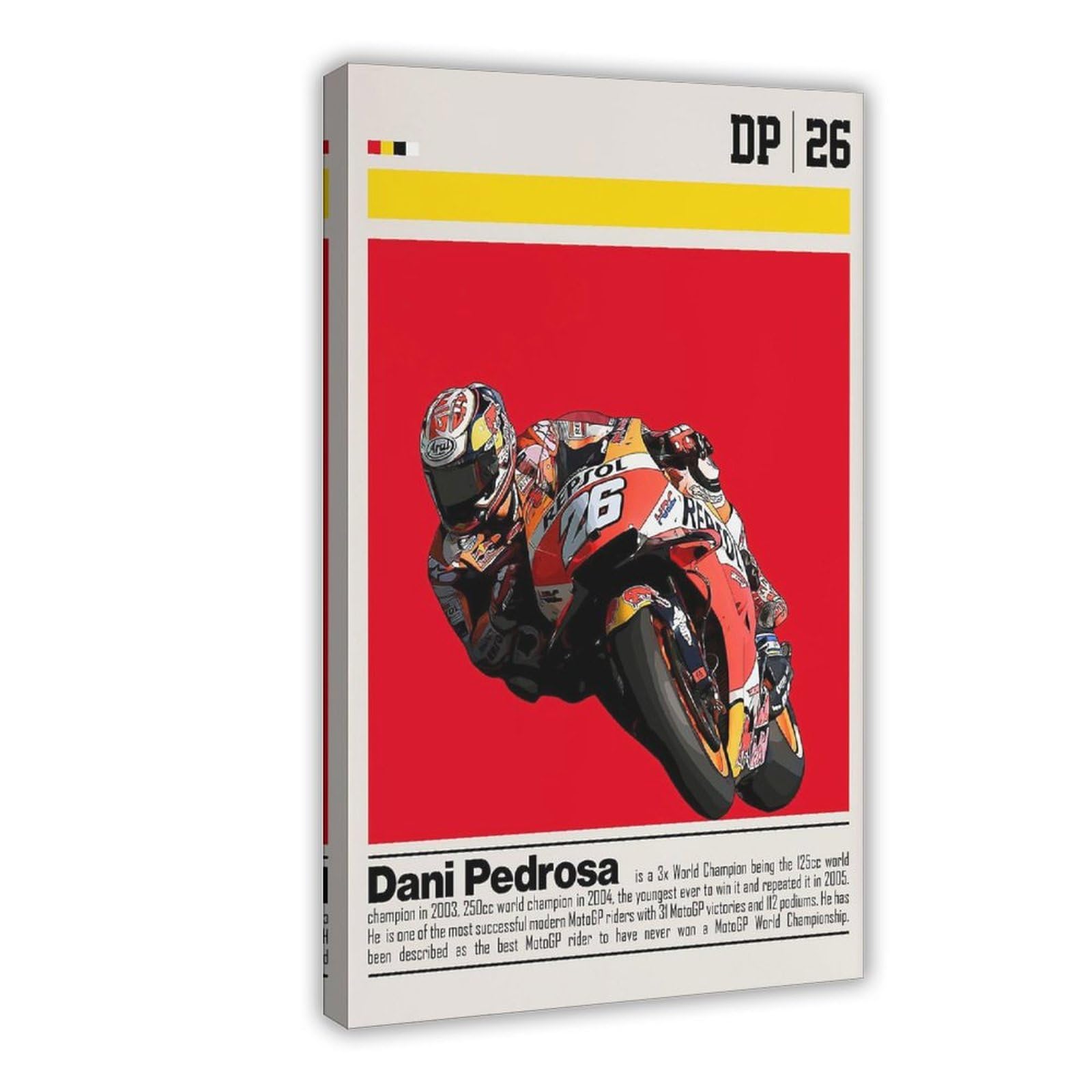 AYINUER Dani Pedrosa Canvas Poster Wall Art Decor Print Picture Paintings for Living Room Bedroom Decoration 24x36inch(60x90cm)