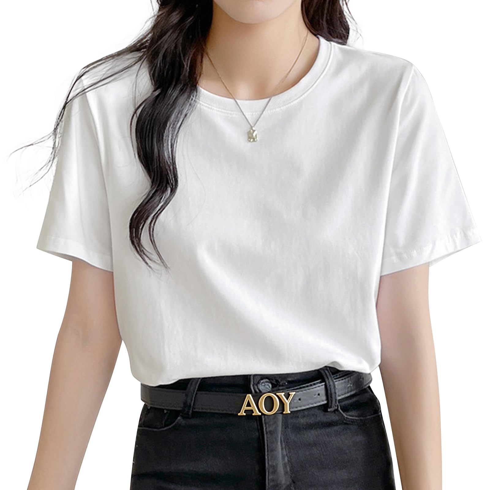 [AOY] 【細見え×春に大活躍！】tシャツ レディース 半袖 レディース服 ト…