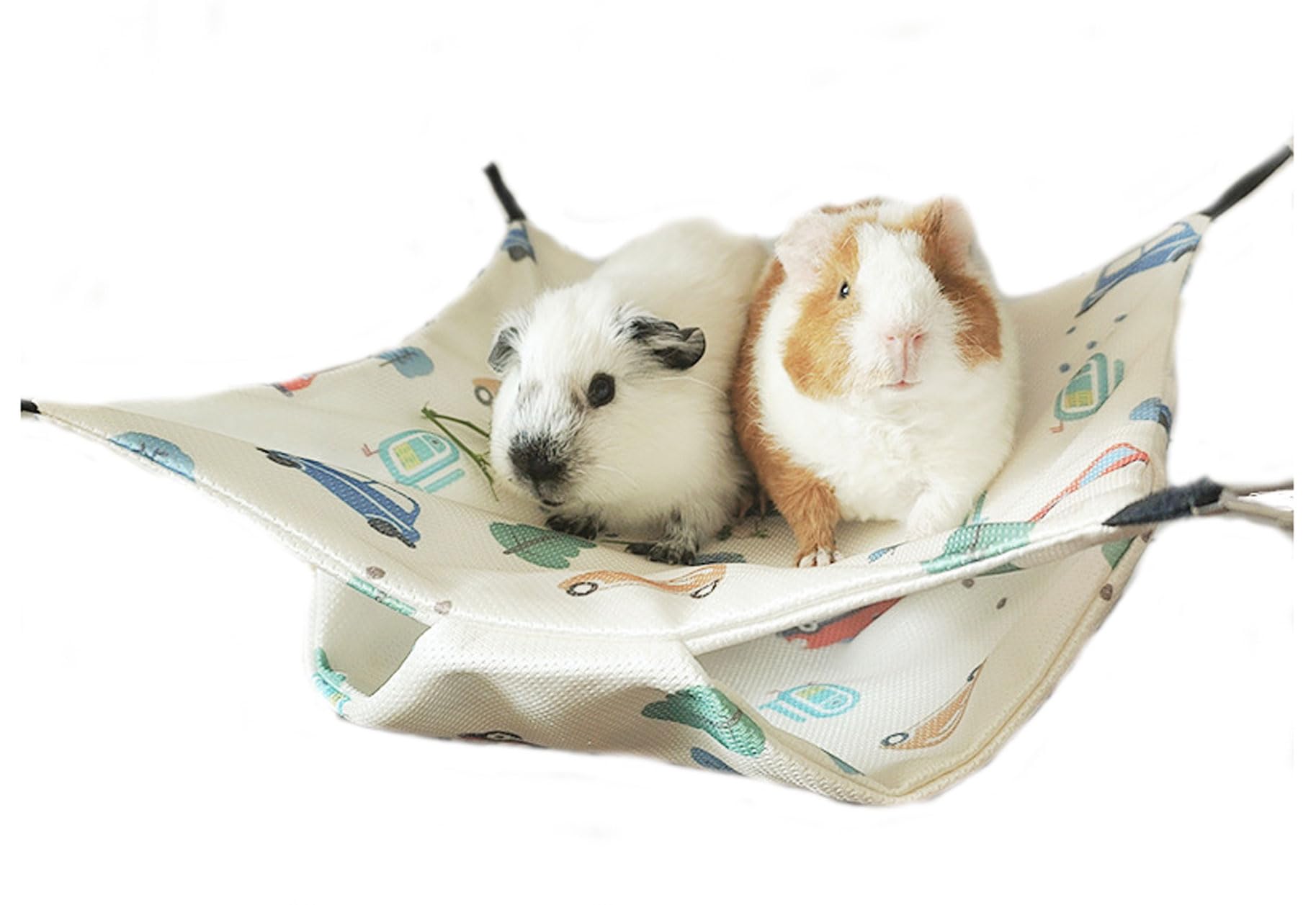 ふく福 通气性 小動物用ハンモック メッシュ ハムスター ハンモック ベッド 寝床 ペット モモンガ ハンモック 二重層 3サイズ 夏用 鳥 吊り下げ 巣 ぶらんこ 遊び場 適用小さな子猫 小さなペット(18*18CM, 白)