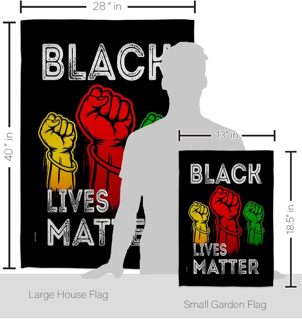 Black Lives Matter Justice for BLM Kit Support Cause Anti Racism Revolution Movement Equality Social Decoration Banner Small Yard Gift Double-Sided, 1 x House & 1 x Garden Flags, Thick Fabric