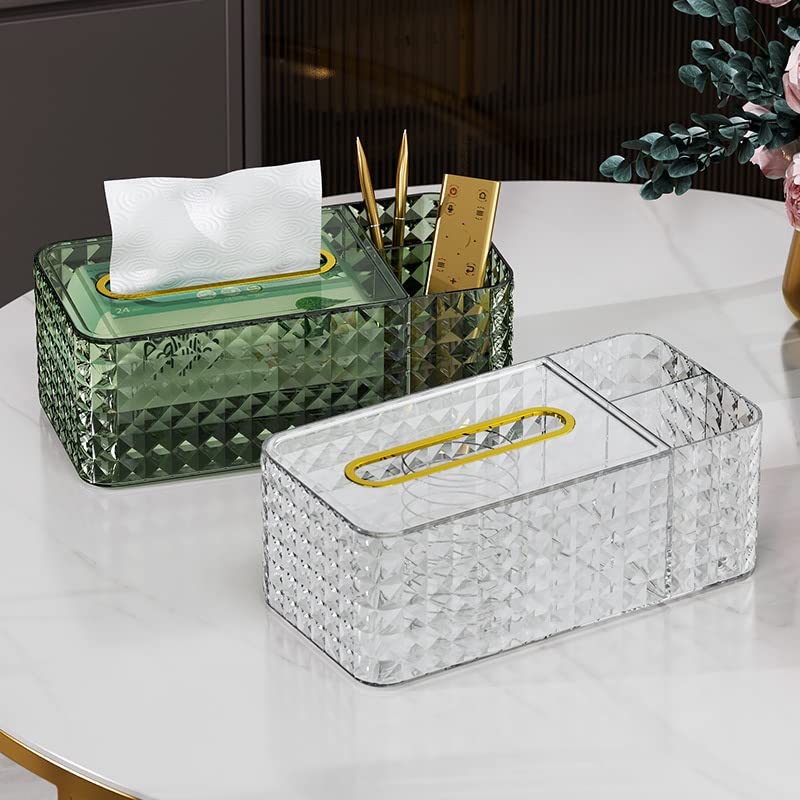 NOLEGA Acrylic Tissue Box Cover Rectangular Napkin,(24 cm*12 cm *8.9 cm)Car Office Paper Holder Case (Transparent)