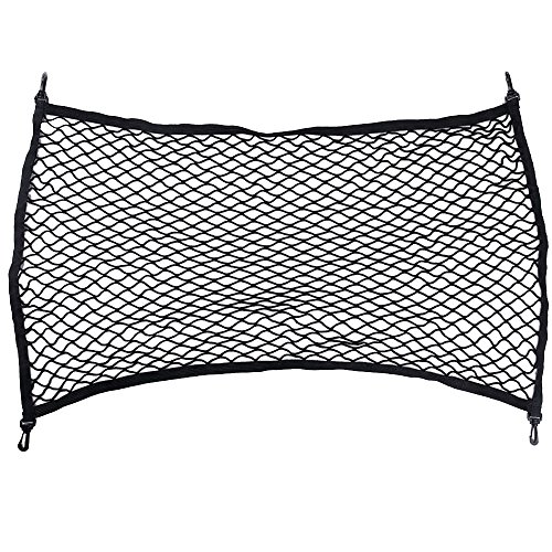 GDrems 90 x 60 cm Organisateur Coffre Voiture en Maille avec 4 crochets - Organisateur Filet élastique voiture pour Courses Jouets pour Enfants Animaux Bagages - Accessoire de voiture Universel Cover