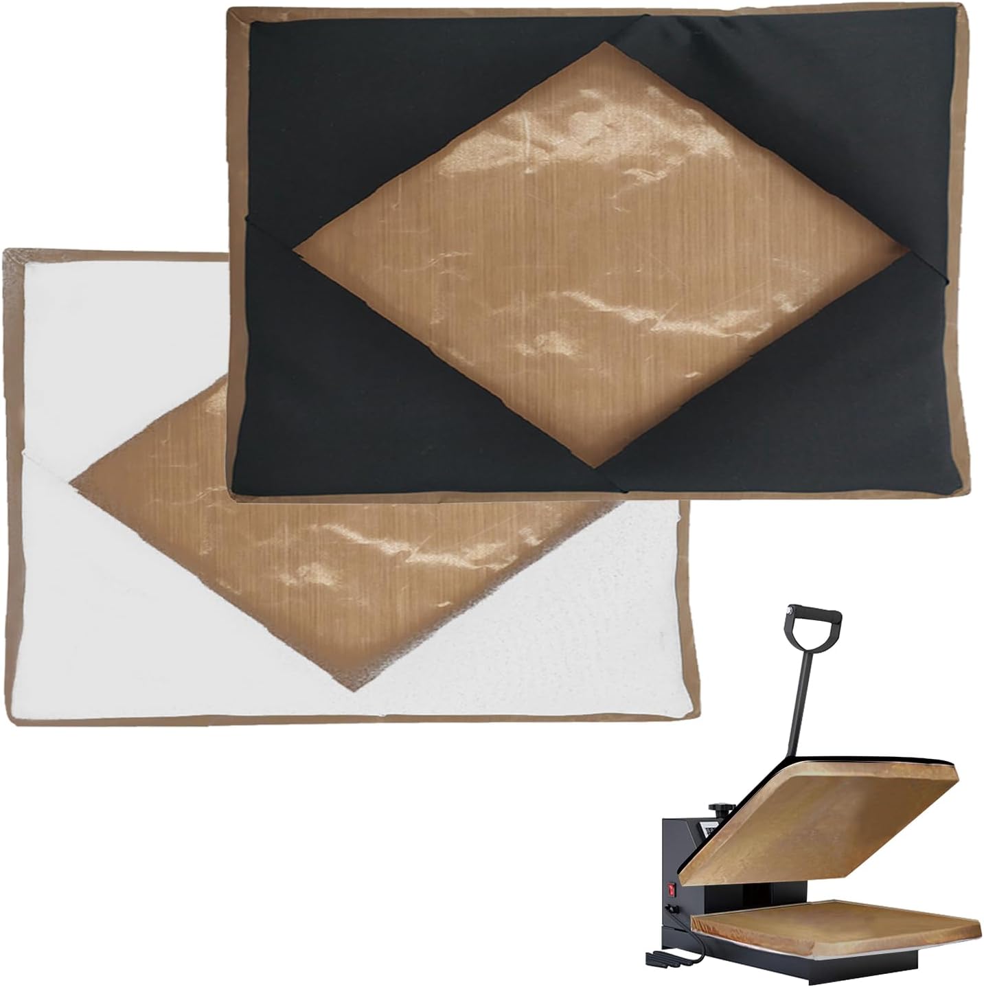 Heat Press Platen Wrap Cover, Upgraded Version, Non-stick Heat Resistant Teflon Protector for Protecting Sublimation Heat Pressing Machine Plate from Residue, Inks, Adhesives (2Pack 16x24 inch)