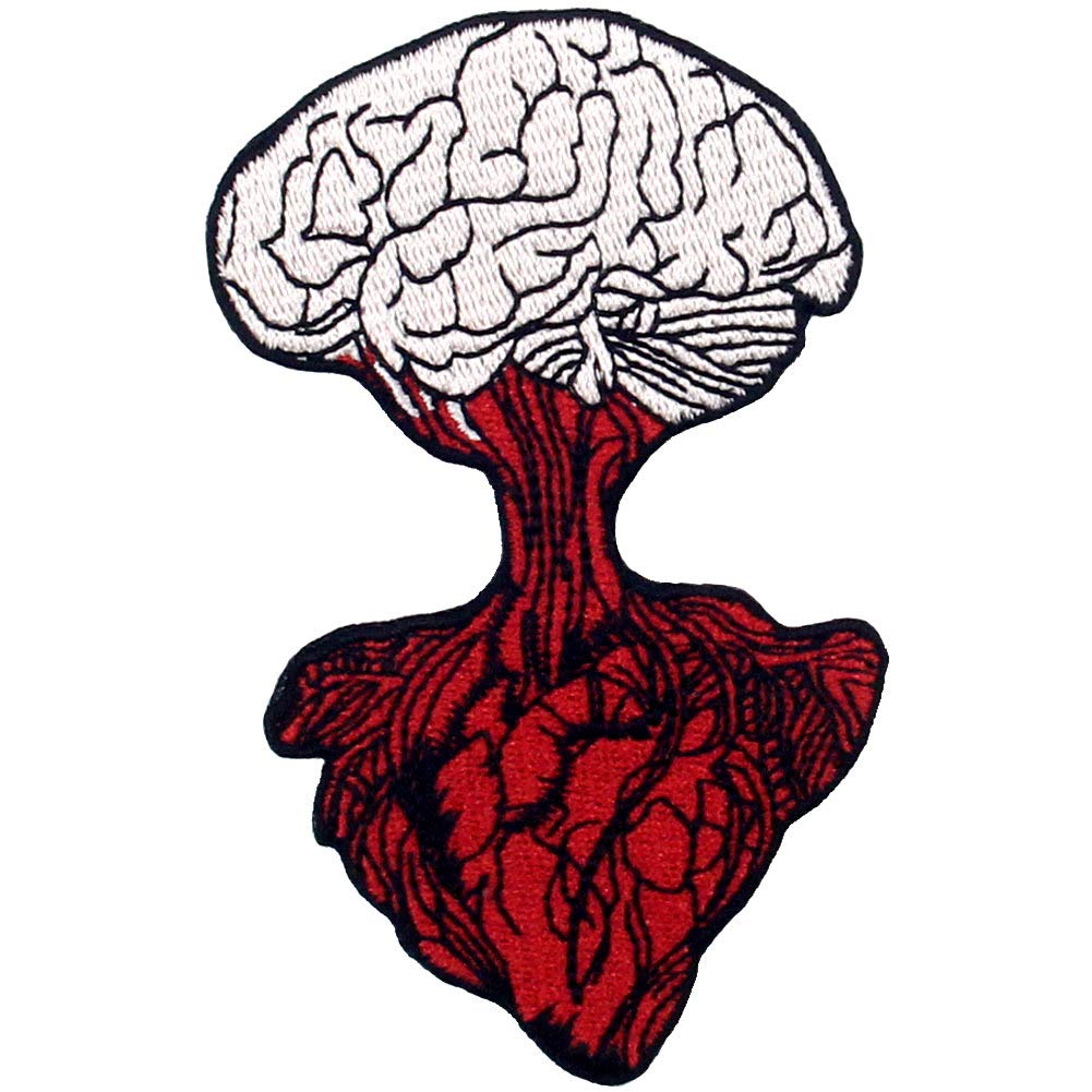 Zegin Heart Connect Brain Patch Embroidered Applique Badge Iron On Sew On Emblem