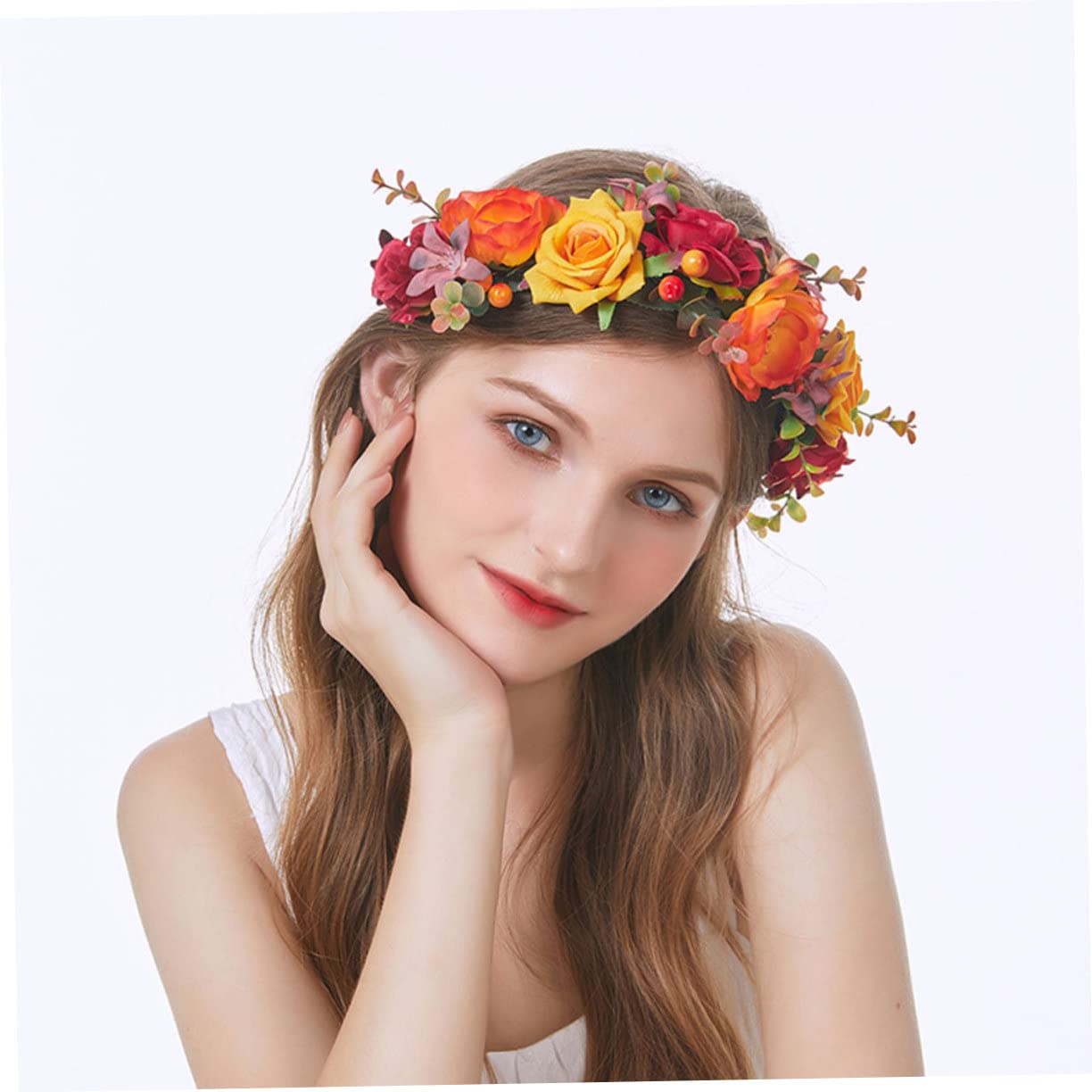 FRCOLOR 5 Pz Per Con Fiore Di Simulazione Per Ghirlanda Di Fiori Rosa Artificiale Copricapo Femminile Cerchietti Di Fiori Di Rose Finte Tessuto Ragazza Sposa