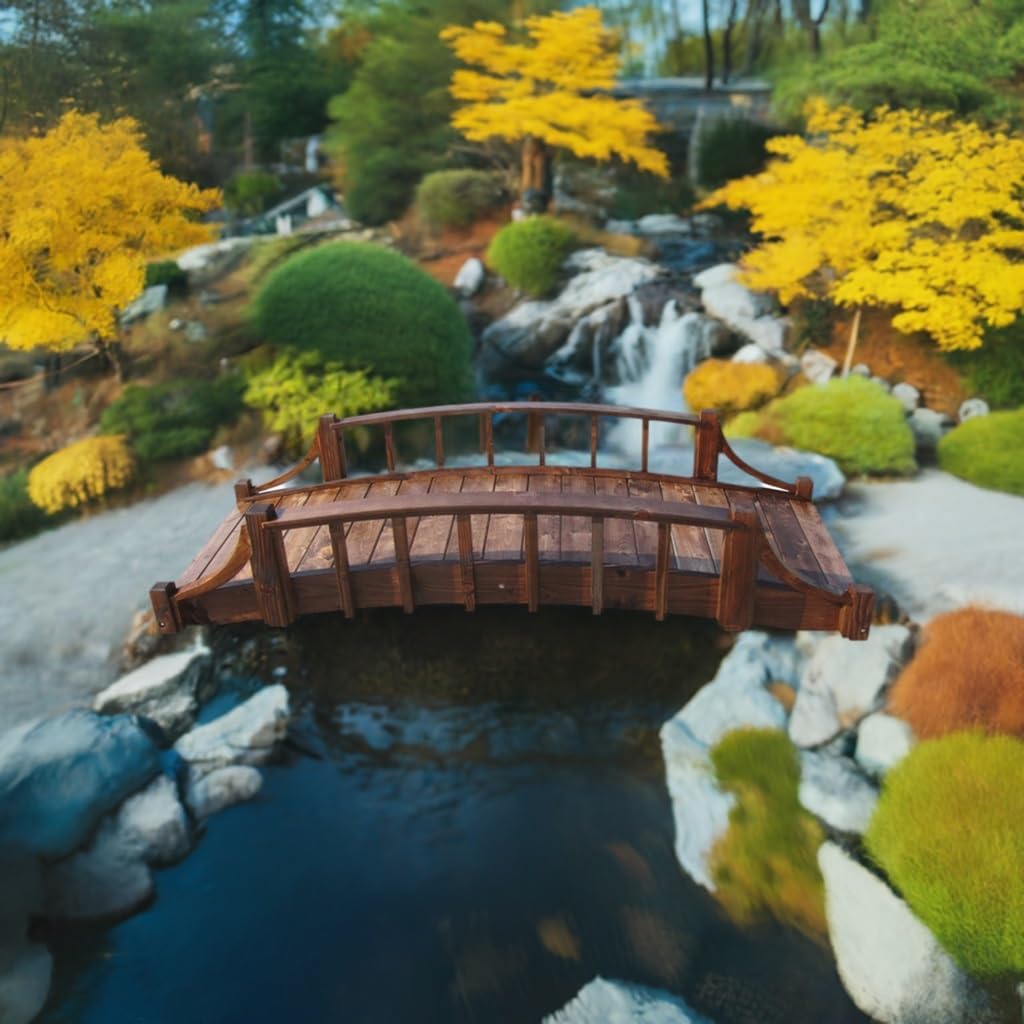 SamsGazebos Country Wood Garden Bridge, 8', Brown
