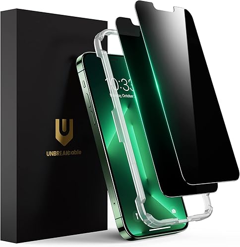 UNBREAKcable Protector de pantalla de privacidad para iPhone 13 Pro Max, vidrio templado inastillable True 28 Anti Spy Dureza 9H Marco de fácil