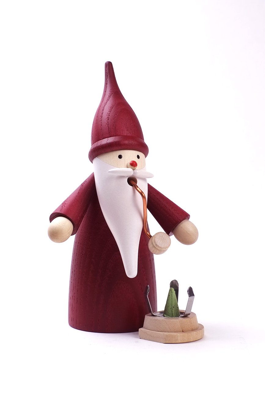 Seiffener Volkskunst | Räuchermännchen Erzgebirge Wichtel | 16 cm | erzgebirgische Holzkunst Weihnachten | 12301/1 | Traditionswichtel rot