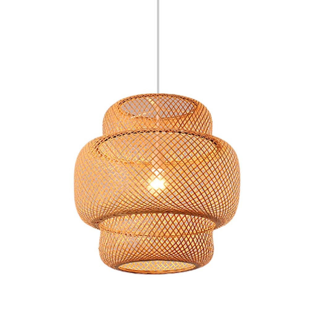 Lanterne suspendue bambou tressé luminaire vintage restaurant café