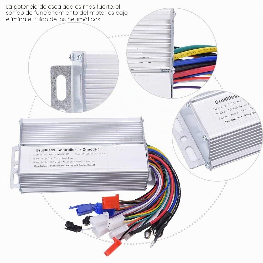 Keenso Controlador Scooter Eléctrico, Alto Rendimiento 1000W-1500W Multi-Voltaje 48V 60V 64V Controlador Motor Sin Escobillas 12 Tubos for Profesionales Aficionados Ciudades Urbanas Carreras