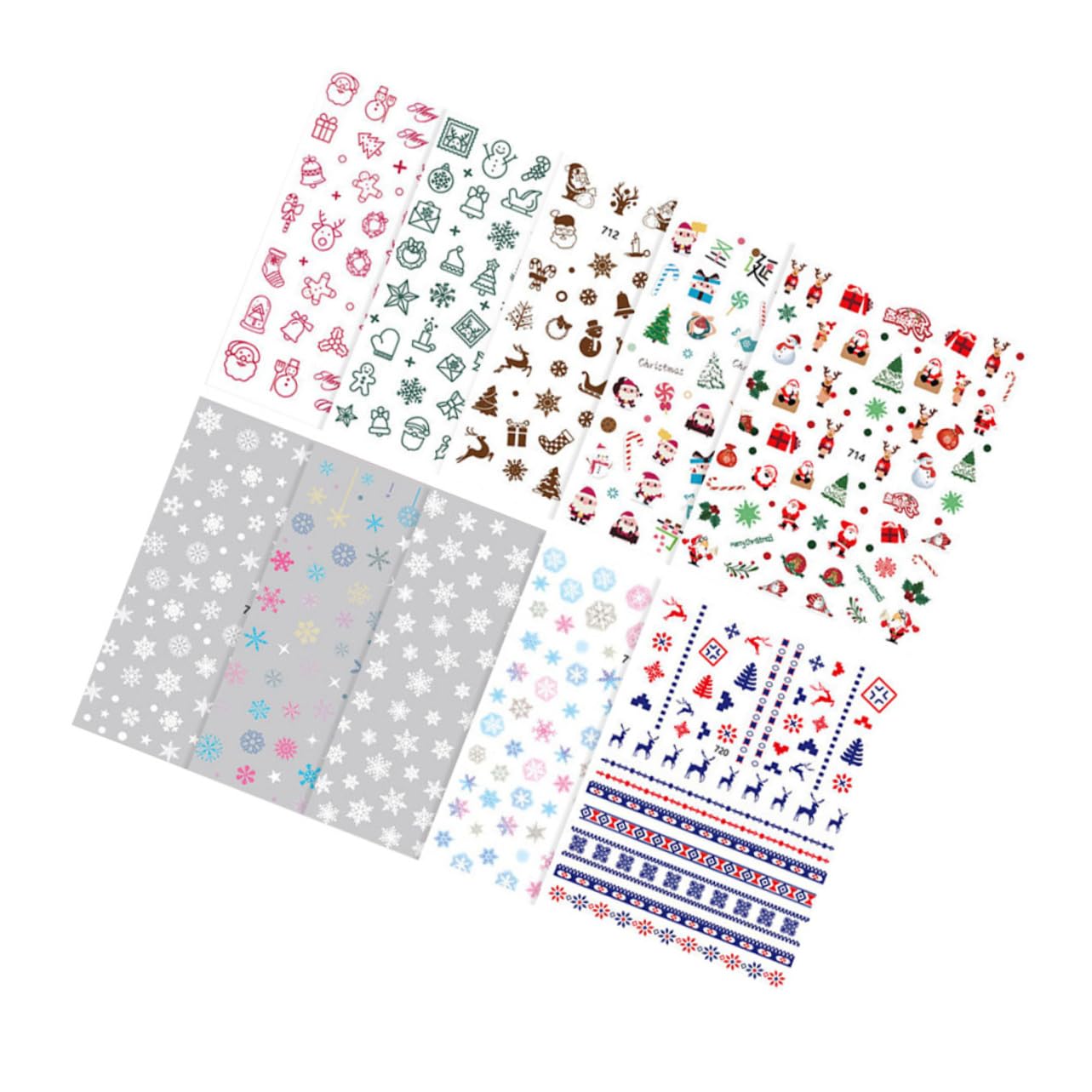 Healeved 30fogli Adesivi Per Unghie Natalizie Impermeabili Decorazioni Creativi Per Nail Art Adesivi Autoadesivi Per Donne e Ragazzo Ragazza Per Festività Di Natale