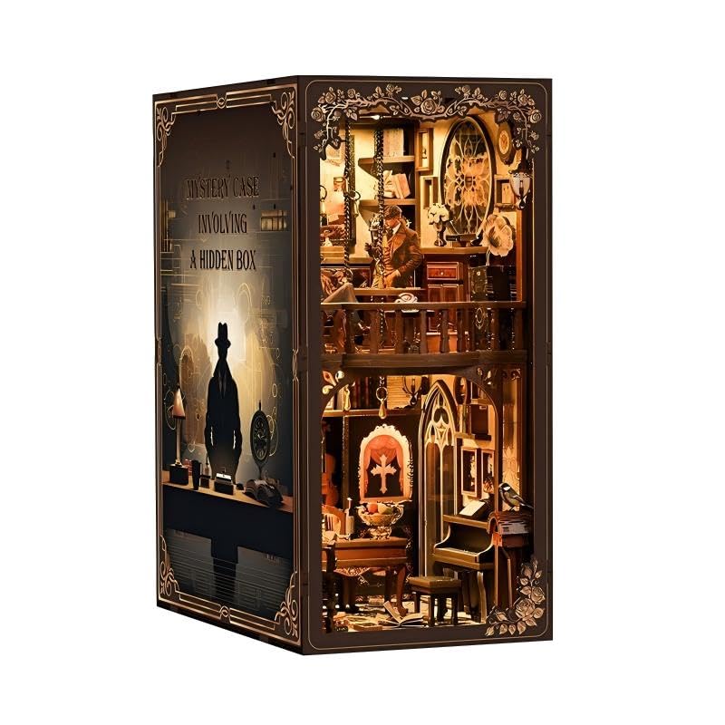 Book Nook Kits for Adults, CRIOLPO DIY Miniature House 3D Wooden Puzzle with Sensor LED Light - Image 4