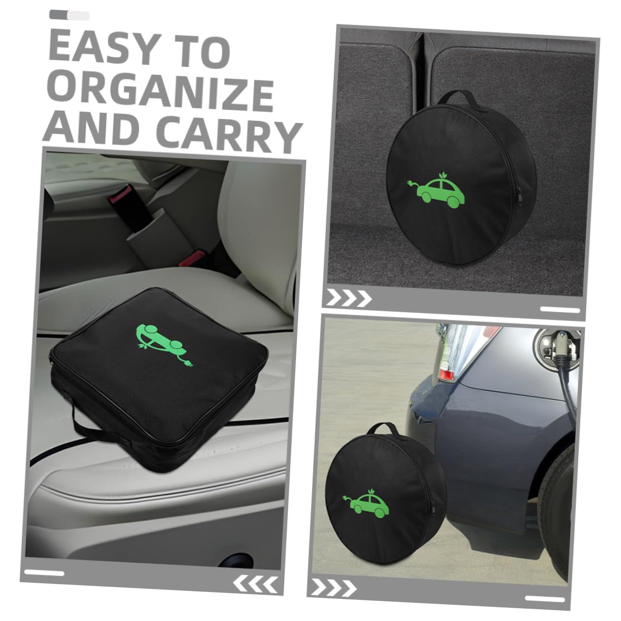 NOLITOY 3 Piezas Bolsa de Almacenamiento para Cable de Carga Organizador de Cables de Coche Unidades de Carga para Vehículos Eléctricos