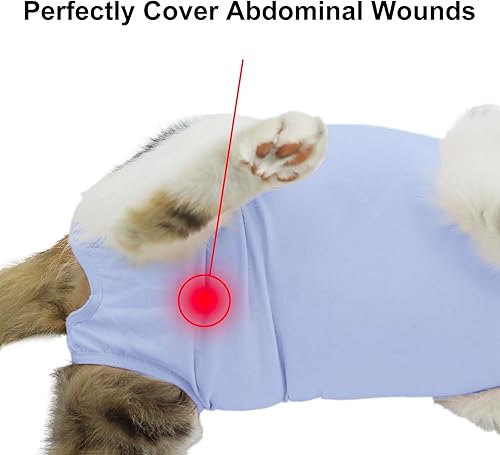 Miniatura 5 de Traje de recuperación para gatos, ropa de recuperación quirúrgica para heridas abdominales o enfermedades de la piel, mameluco de gatos después de