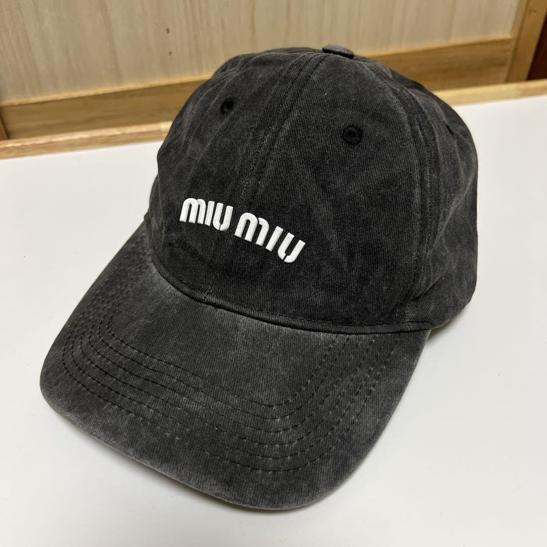 Amazon.co.jp: miumiu ミュウミュウ デニム キャップ ブラック ベース 