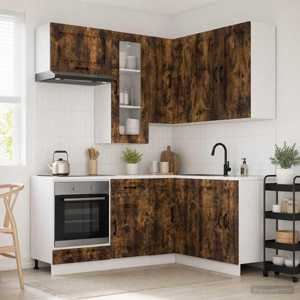 KALMAR Unità Cucina 8 Pezzi Rovere Fumo Legno Ingegnerizzato
