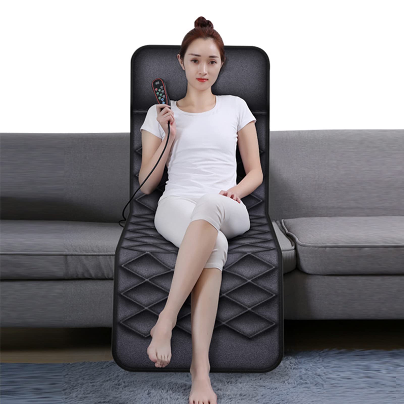 Mata do masażu całego ciała, masażer Shiatsu z ciepłem, poduszka na krzesło z 10 silnikami wibracyjnymi, 30 głowic masujących, poduszka na kark, plecy i nogi