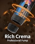 Machine à expresso électrique portable, cafetière de voyage pour le camping, voiture, RV & Randonnée, Auto-chauffage avec Type-C, Compatible avec le café au sol & NS Gélules (Noir avec LCD Écran)