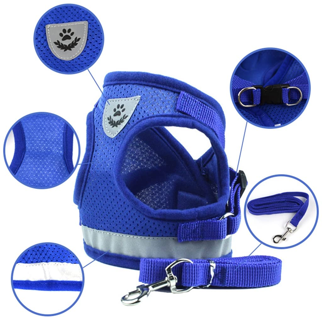 Pet Dog Chest Harness and Leash Set Breathable Adjustable Dog Harness Suitable for Small and Medium-Sized Puppies Vest (A L)