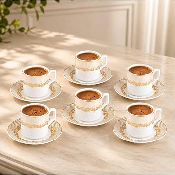 KARACA Vildan Bone China Turkish Coffee Cups 12 Piece 100ml