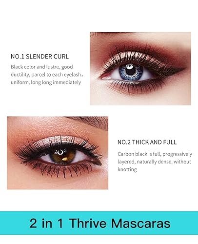 Miniatura 3 de MIRORA Máscara impermeable 2 en 1 que hace que el alargamiento y engrosamiento natural con fibra de seda 4D para pestañas 5 veces más largas, no se