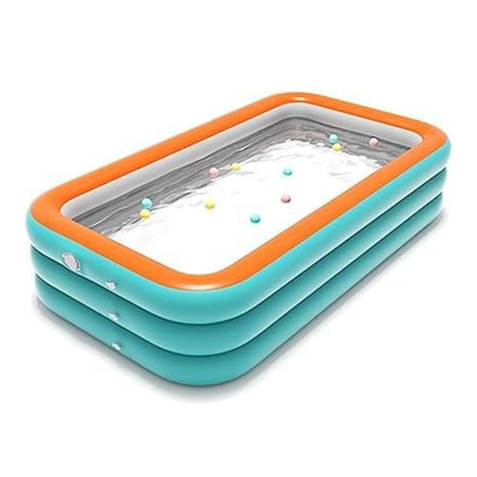 Blissbuilt Large Inflatable Paddling Pool For Kids Or Adults 318 * 180 * 65cm,3 Ring Thickened PVC Non-slip Bath Tub Pools,With Air Pump And Patch,for Outdoor Garden Backyard