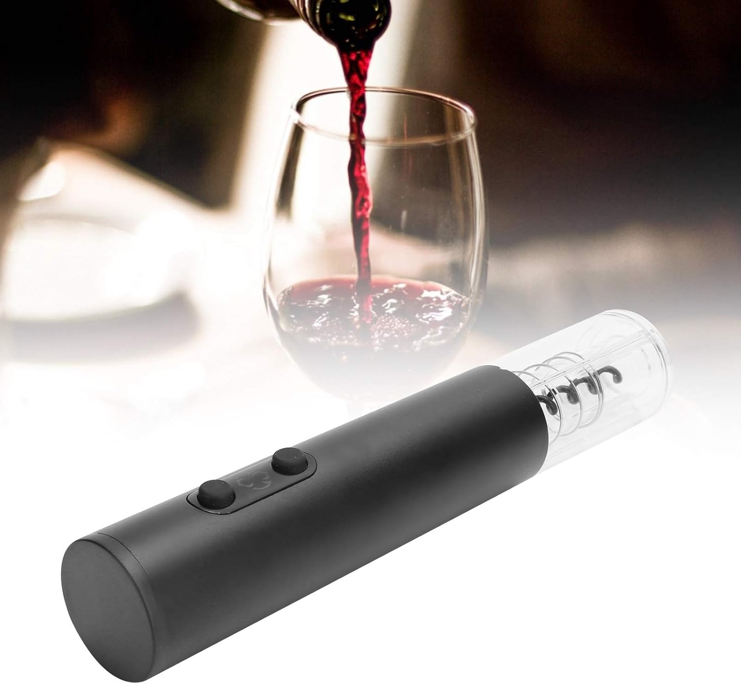 Electric Wine Bottle Opener Set, Automatic Corkscrew with Foil Cutter Wine Pourer Vacuum Stopper, Stainless Steel Powered Wine Opener for Home Bar Parties (Black)