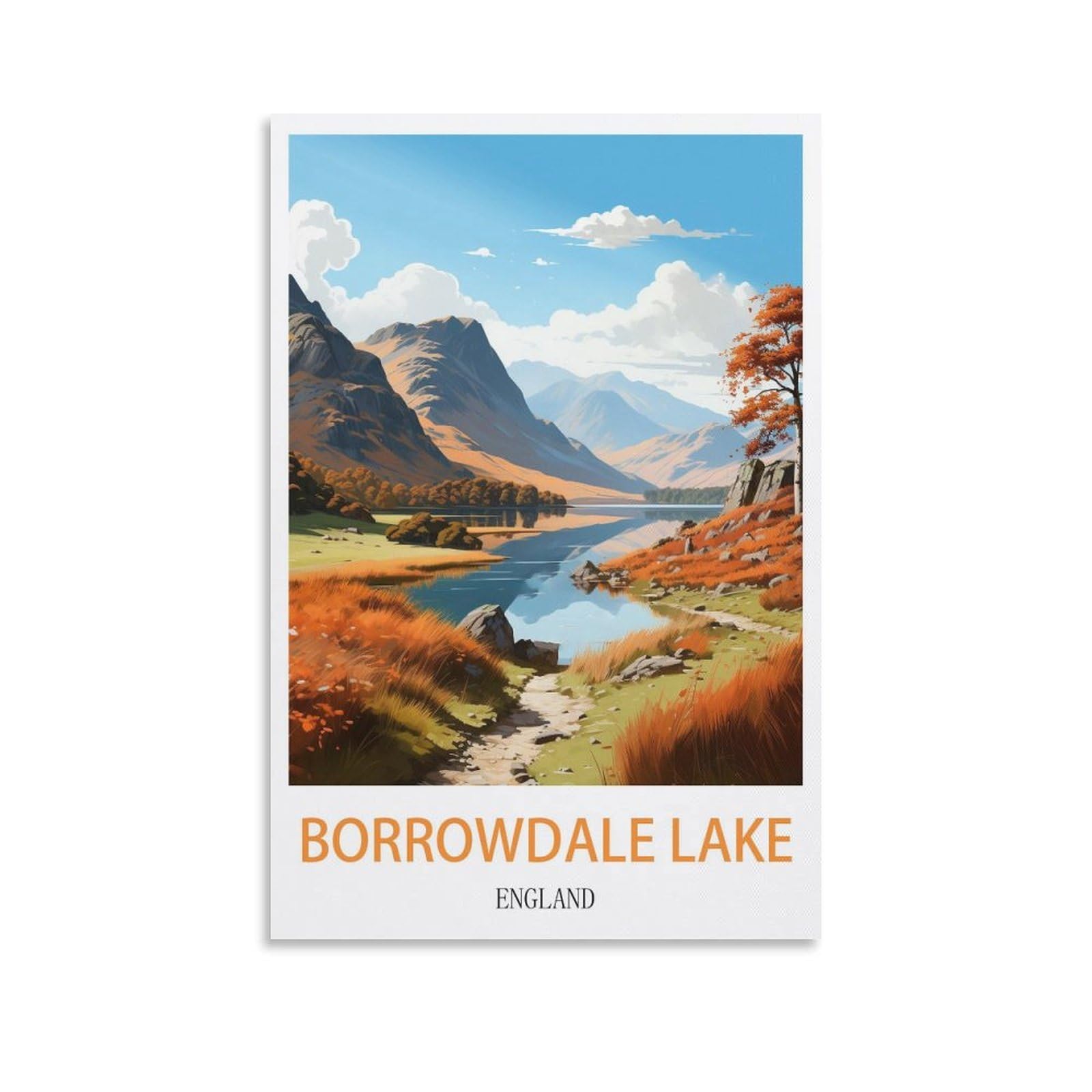 EZMLFA 5D Diamond Art Kits for Beginner,Borrowdale Lake England,Diamond Picture Art for Beginner, DIY Gem Cross Stitch Creative Gift Home Wall Decor 50x60cm