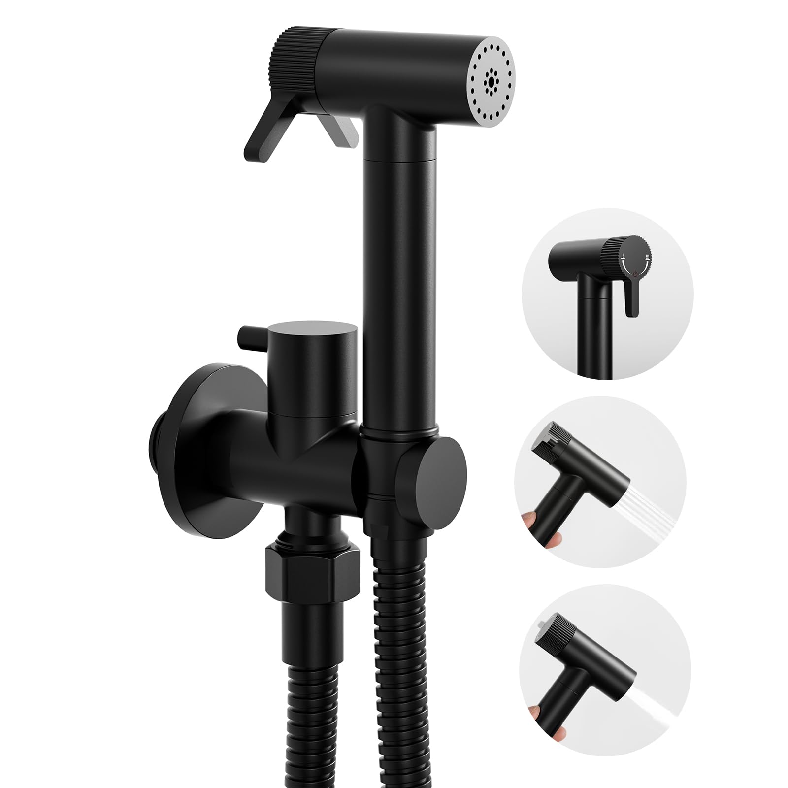 Bidet handdouche zwart - voor persoonlijke hygiëne - messing