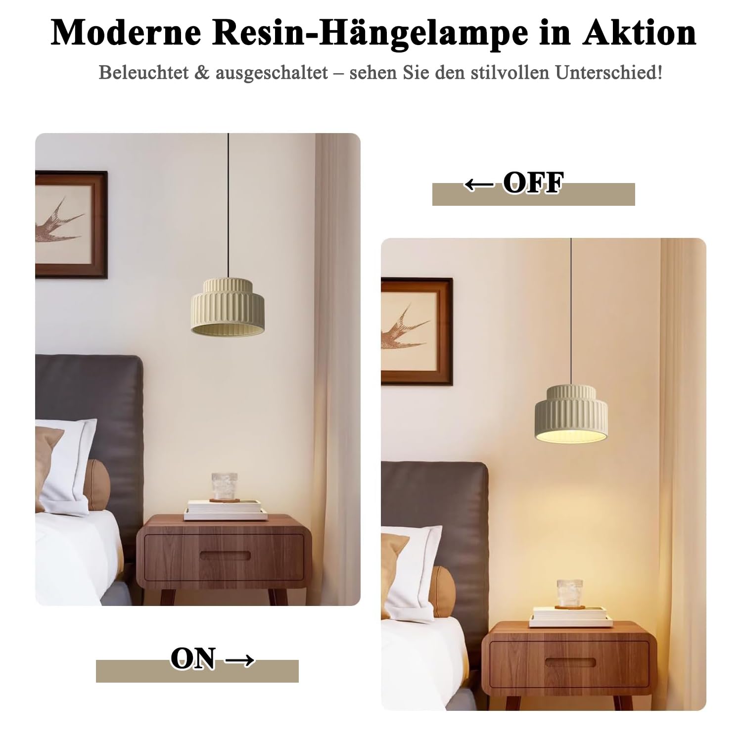 KCO Pendelleuchte Milchweiß Ø23cm für Esszimmer & Kücheninsel, 150cm Höhenverstellbar, E27 Harz Hängelampe Modern