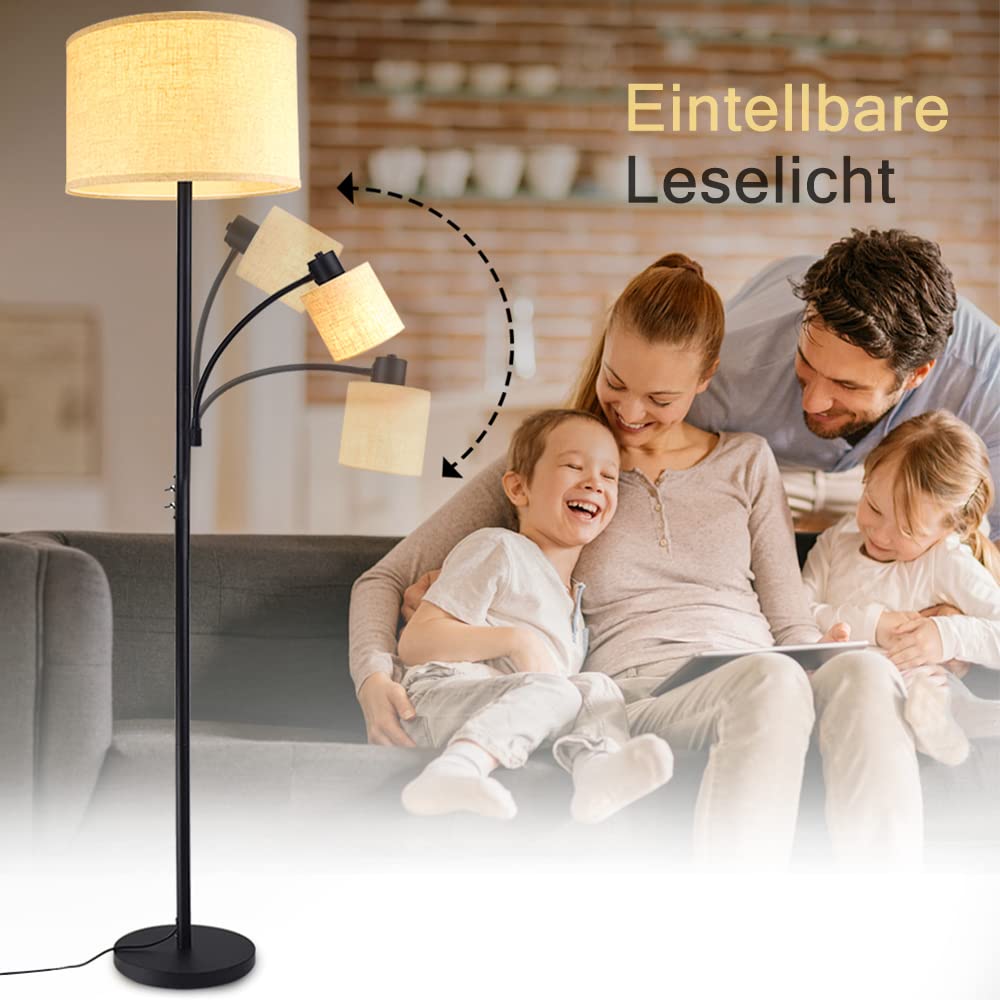 Zwarte vloerlamp op driepoot met witte glazen bollen - Phoebe