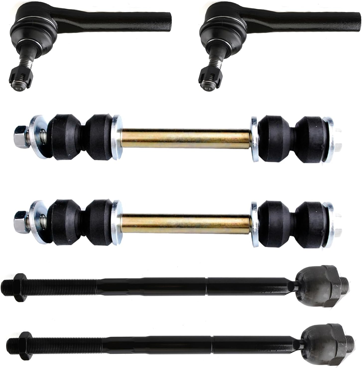 Inner and Outer Tie Rod End + Front Sway Bar FITS for Suzuki Grand Vitara 1999-2005/ XL-7 2002-2006, ES3700 ES3701 EV467 K750201 Front Suspension Stabilizer Bar Link Outer Inner Tie Rods- 6pc Set