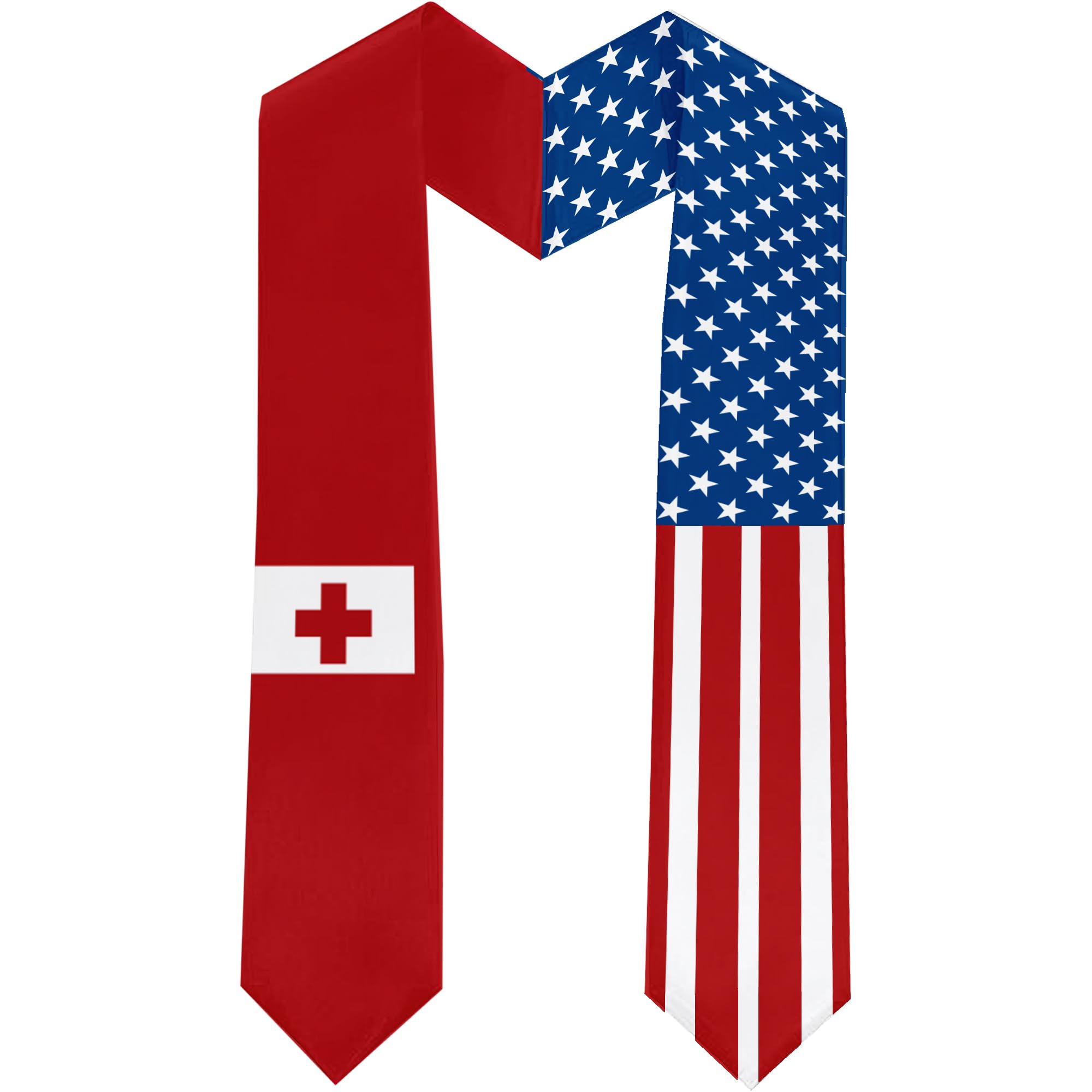 2025 Tonga Flag and USA Flag Graduation Stole Graduation Sash for International Student (Baccalaureate Gown and Hat Not Included)