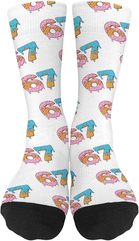 2 Pairs 67 Socks for Boys Girls,Funny 6 7 Creams Baseball Drip Socks,Six Seven Meme Design for Xmas Gift - Image 7