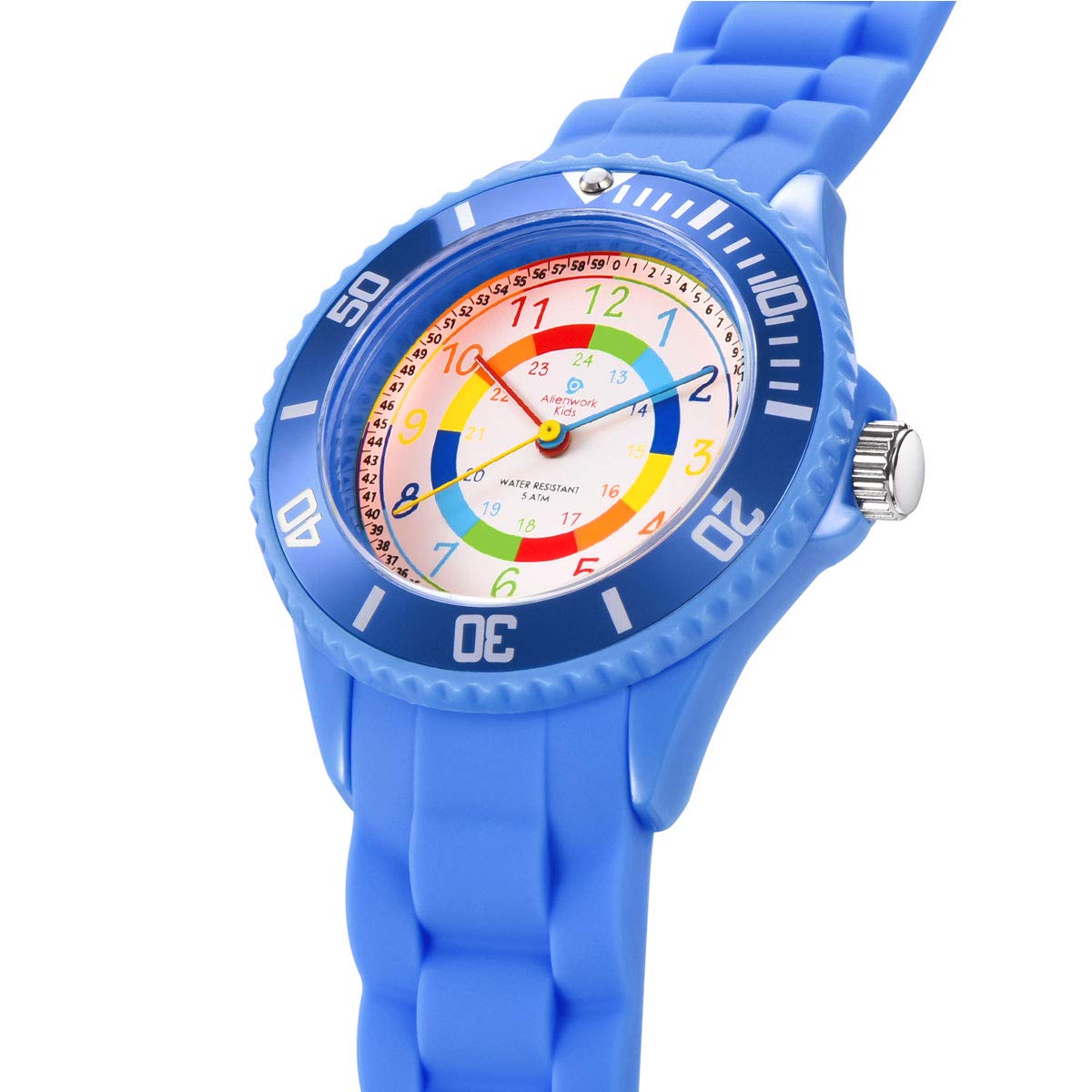 Alienwork Kids Orologio di Apprendimento Bambini Ragazzi Ragazze Tempo di Apprendimento Impermeabile 5 ATM