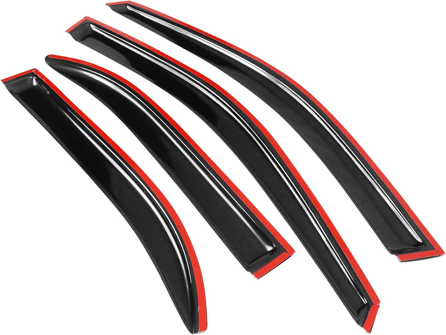 FREEMOTOR802 Tape-on Window Deflectors Fits 1993-1997 Toyota Corolla Sedan, Rain Guards Side Window Visors Wind Deflectors Vent Visors Slim Style Smoke Tinted Acrylic 4 Pieces