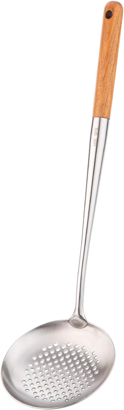 FJNATINH Skimmer Ladle, 17inches spatula for wok, 304 Stainless Steel wok spatula