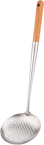 FJNATINH Cucharón Skimmer, espátula de 17 pulgadas para wok, espátula wok de acero inoxidable 304