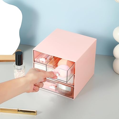 Miniatura 4 de Organizador de maquillaje con 4 cajones, organizador de escritorio, caja de almacenamiento de cosméticos para esmalte de uñas, lápiz labial,