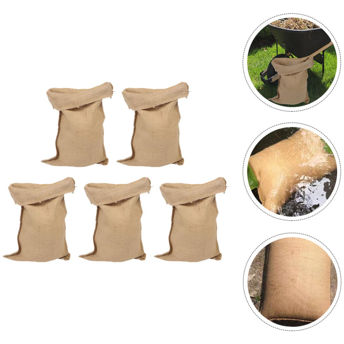jojofuny 5 Sacchetti di Iuta Resistenti per Conservazione e Trasporto, Sacchi Multifunzionali Elevata Capacità di Carico per Giardinaggio Domestico