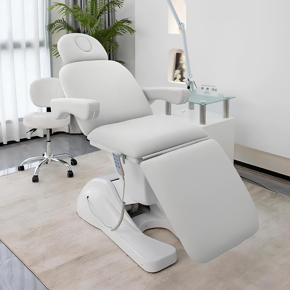 Lettino elettrico per il viso con telecomando, 4 motori regolabili, sedia estetica professionale spa per tatuaggi e funzionamento a basso rumore, massaggi e trattamenti