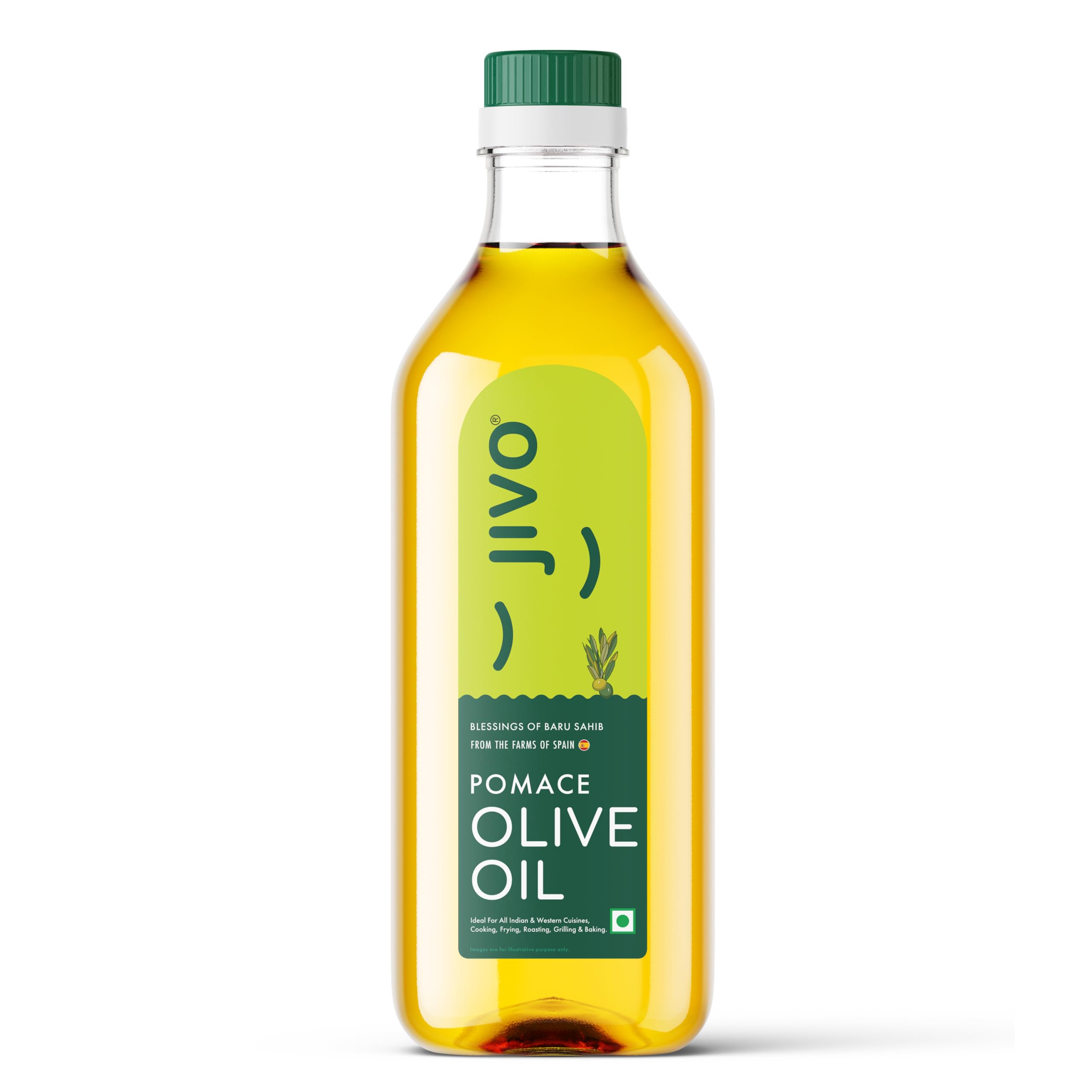 Jivo Daily Cooking Pomace Olive Oil 1 Litre | Imported from Spain | Rich in Monounsaturated Fatty Acids (MUFA) | Low in Saturated Fat | Ideal for Roasting, Frying, and Baking.