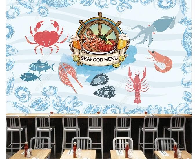 Mur de fond de fruits de mer 200x140 cm décor panoramique pour restaurant