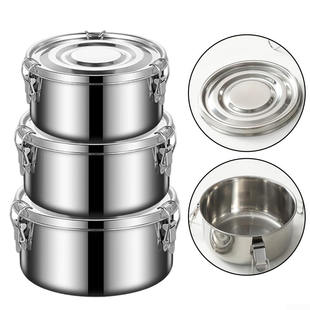 304 Edelstahl Reisschüssel mit Deckel Dampfgarer(six-piece set) | 1-teiliges Set, stapelbar, platzsparend, für Vorratsschränke, einfache Reinigung, spülmaschinenfest