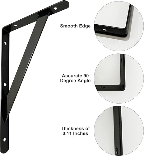 Miniatura 4 de Soportes de estante de 16 x 10 pulgadas, soportes de estante resistentes de 4, 6, 8, 10, 12, 16, 20 pulgadas, soportes en L resistentes para