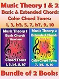 Music Theory 1 & 2 - Basic Chords & Extended Chords - Color Chord Tones: 1, 3, b3, 5, 7 b7, 9, 10 - Bundle of 2 Books: Learn Piano Chords