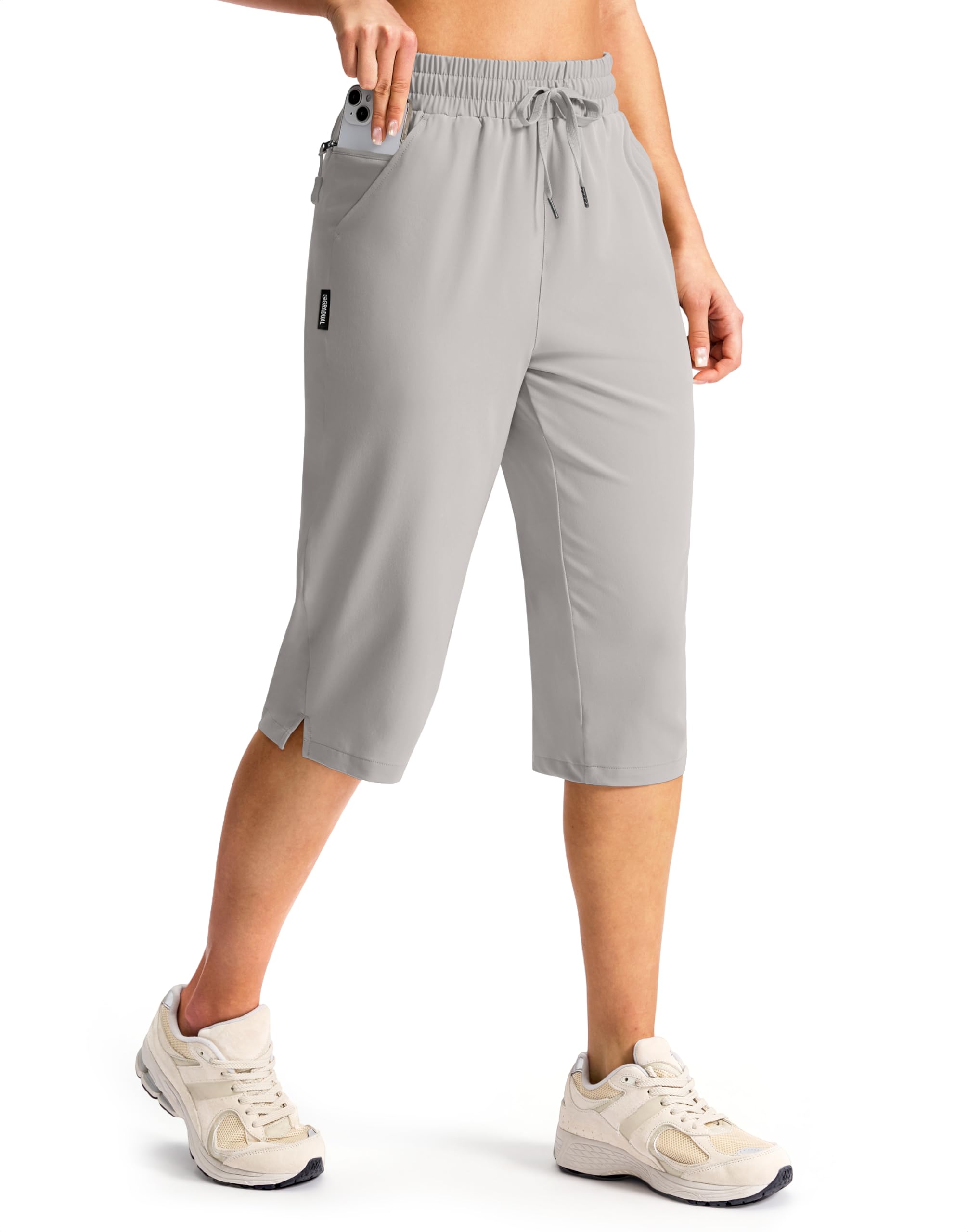 G Gradual Women's 15" Long Hiking Shorts with Zipper Pocket Below The Knee Capris Lightweight Bermuda Shorts for Women — view 14