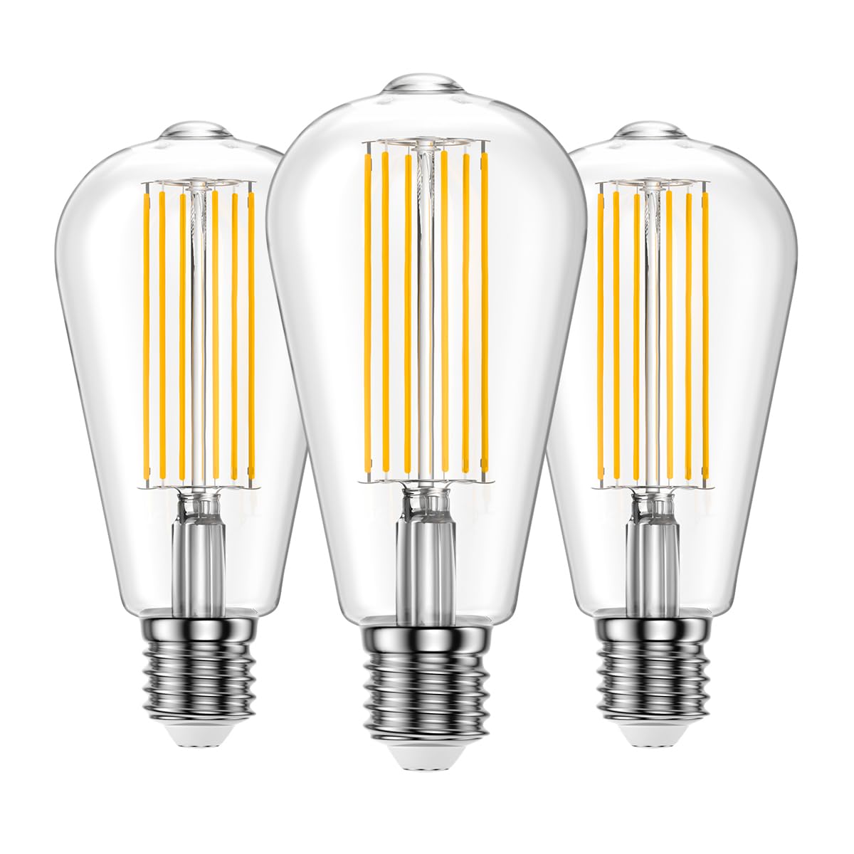 Ankey 10W LED Edison Bulb, E27 ST64 Vintage Light Bulb, 2700K Warm White LED Filament Bulbs, Antique Style Retro Clear Glass Screw Lamp, 1000LM Non-Dimmable, Set of 3