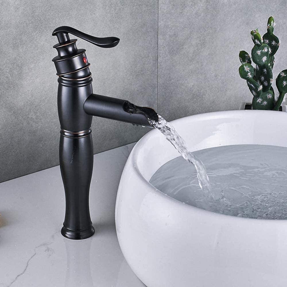 Robinet de lavabo cascade de salle de bains en bronze avec égouttoir